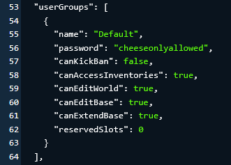 User group permissions in the Enshrouded server configuration file
