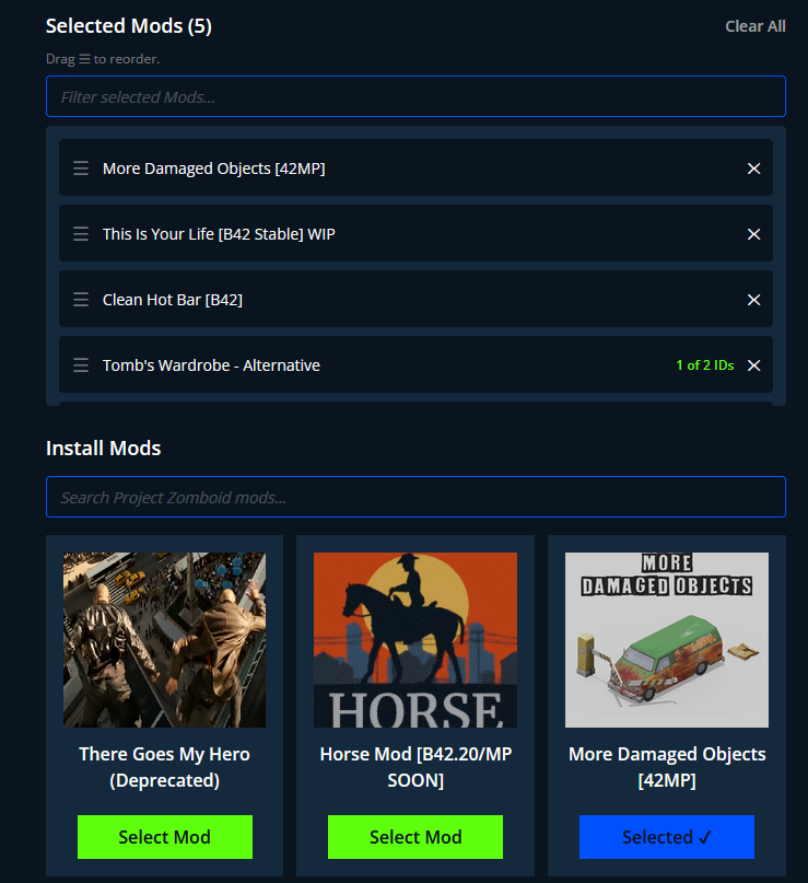 Indifferent Broccolis mod selection interface