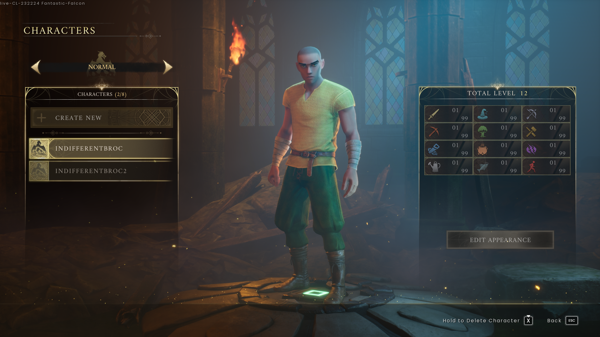 RS Dragonwilds Character Selection and creation page