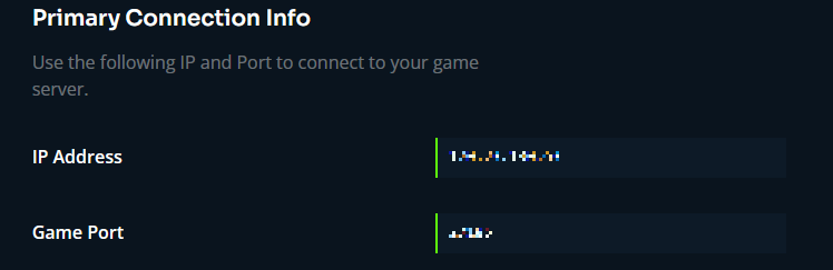 Indifferent Broccoli dashboard showing IP Address and Port for Runescape Dragonwilds game server